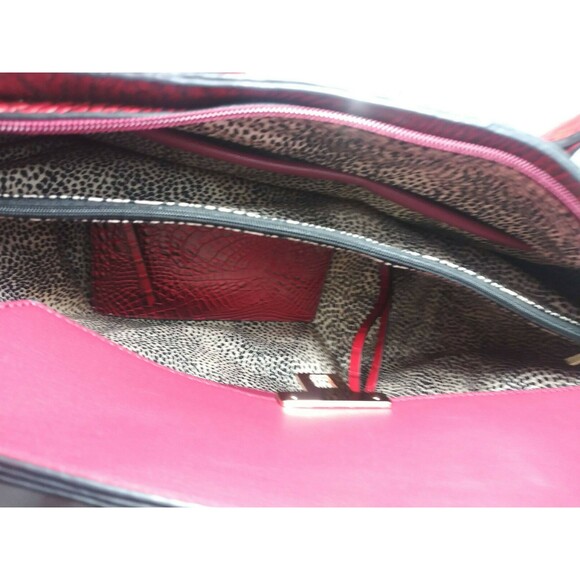 Red Croco Embossed Satchel Large Handbag & Wallet Set - Picture 6 of 6